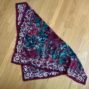 Floral Scarf with Red and Green Pattern